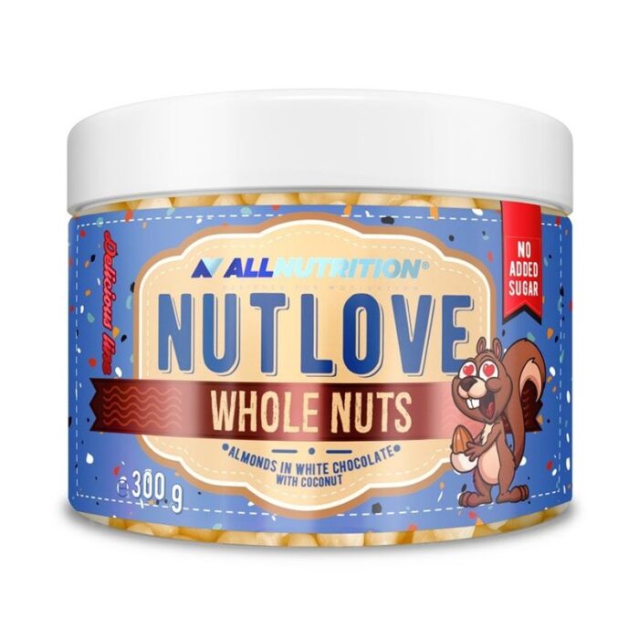 nutlove whole nuts almonds in white chocolate with coconut 300g