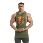 golds gym drop armhole vest tank top khaki3