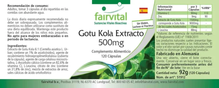 Extracto de Gotu Kola 500 mg - 120 Cápsulas - Imagen 2