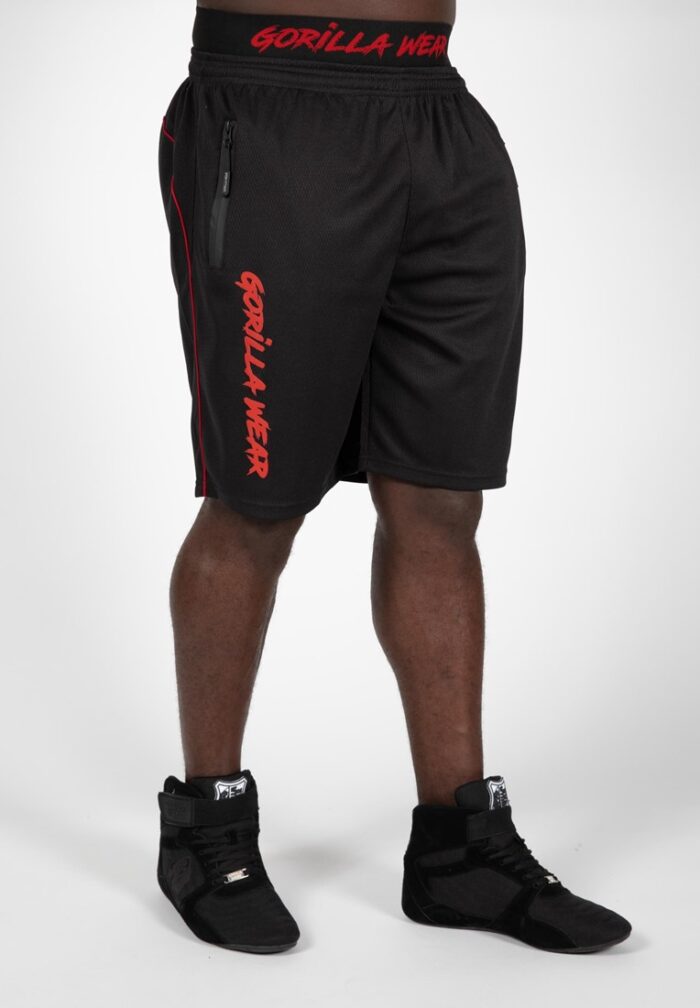 mercury mesh shorts black red