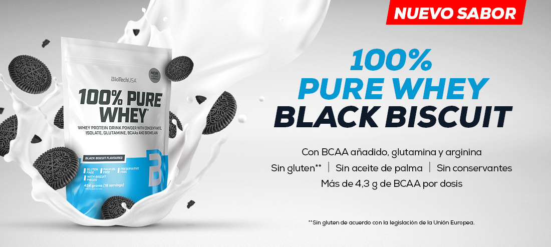 termekbevezetes 100 Pure Whey Black Biscuit 1100x493 ES 1