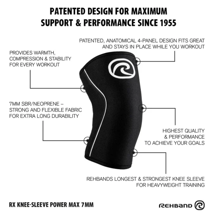 RX Knee Sleeve Power Max 7mm Negro / Rodillera - Imagen 2