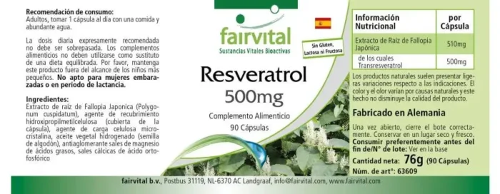 Resveratrol 500 mg - 90 Cápsulas - Imagen 2