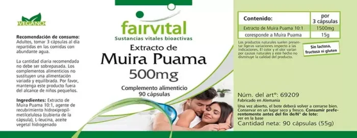 Extracto de Muira Puama 10:1 500mg - 90 Cápsulas - Imagen 2