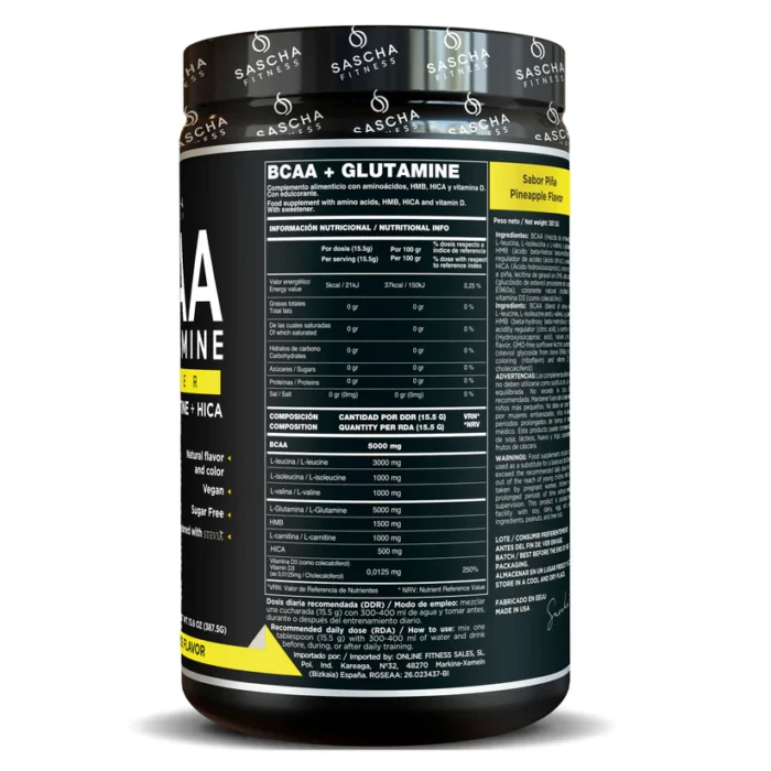 BCAA + Glutamina - Sascha Fitness 387,5 gr - Imagen 4