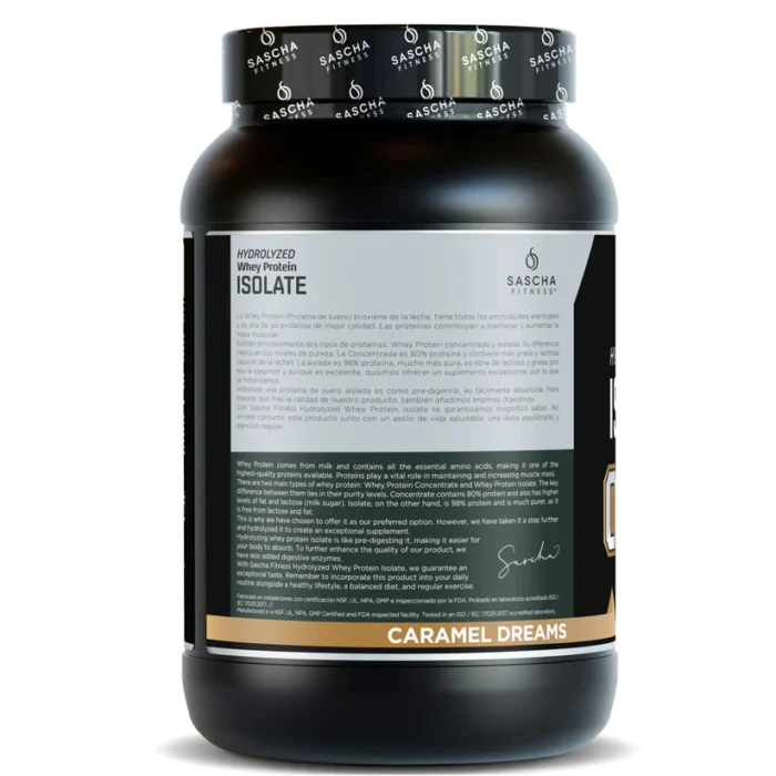 Hydrolyzed Whey Protein Isolate Sascha Fitness 957 gr - Imagen 3