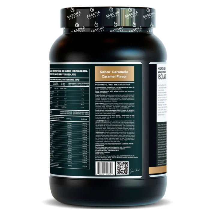 Hydrolyzed Whey Protein Isolate Sascha Fitness 957 gr - Imagen 2