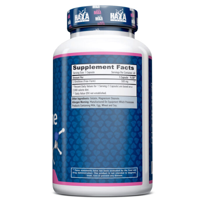 L-Ornithine 500 mg - 60 Caps / L-Ornitina - Imagen 2