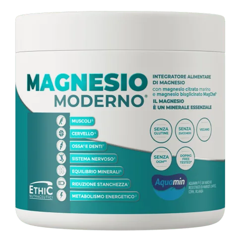Magnesio Moderno 340 GR / Suplemento alimenticio de magnesio con magnesio citrato marino y magnesio bisglicinato MagChel®